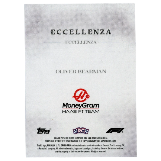 2025 F1 Eccellenza Oliver Bearman Rookie Eccellenza Trading Card Topps