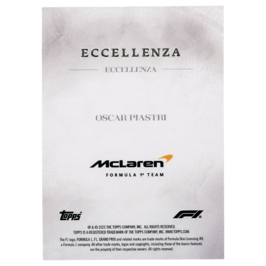 2025 Topps Eccellenza F1 Oscar Piastri Helmet 47/50 Trading Card Topps
