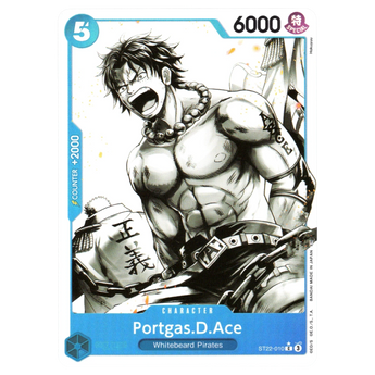 God Grade Portgas D Ace Parallel ST22-010 One Piece card featuring black and white manga-style character artwork