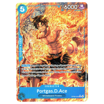 God Grade Portgas D Ace Parallel Rare One Piece card featuring fiery character art from the Two Legends set