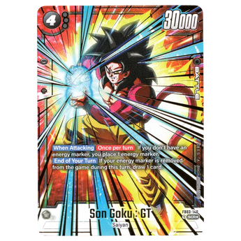 God Grade Dragon Ball Super Fusion World Son Goku GT FB03-140 SCR alternate art card with vibrant energy effects