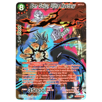 God Grade Son Goku Ultra Mastery BT16-005 SPR Dragon Ball Super card featuring holographic foil artwork