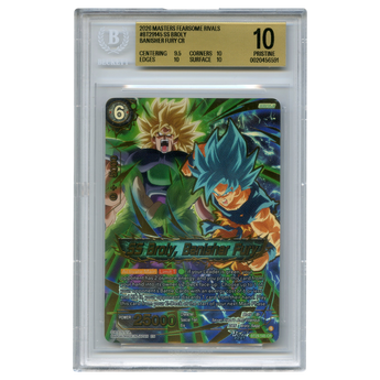 God Grade BGS 10 Pristine SS Broly Banisher Fury Dragon Ball Super card in a protective slab