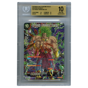 God Grade BGS 10 SS Broly Cutthroat Warfare BT29-149 SCR Dragon Ball Super Masters card in a protective slab.