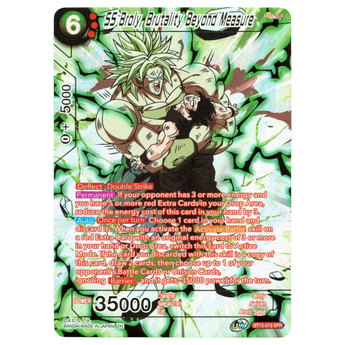 God Grade SS Broly Brutality Beyond Measure BT15-019 SPR Dragon Ball Super Masters card with green foil finish