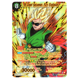 God Grade SS Great Saiyaman, Fury Explosion BT28-083 SPR trading card. Features character in green outfit and sunglasses, with yellow energy effects.