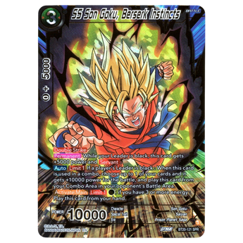 God Grade SS Son Goku Berserk Instincts BT20-121 SPR Dragon Ball Super Masters trading card with holographic foil