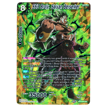 God Grade Dragon Ball Super Masters SS3 Broly Saiyan Berserker BT7-127 ISR trading card with gold holographic foil
