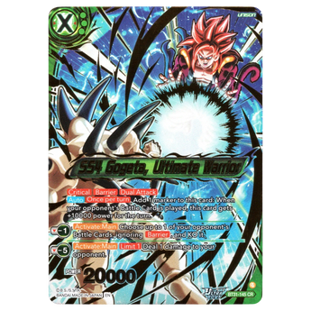 God Grade SS4 Gogeta Ultimate Warrior Concept Rare Dragon Ball Super Masters trading card with blue energy effects