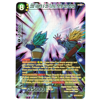 God Grade SSB Vegeta and SS Trunks Father-Son Bonds Special Rare Dragon Ball Super card with holographic foil finish