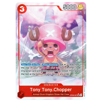 God Grade Tony Tony.Chopper Parallel Super Rare One Piece card featuring a crying Chopper in a snowy landscape