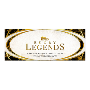 God Grade Topps Rugby Legends 2026 hobby box featuring premium gold and white packaging for collectible trading cards
