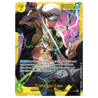 God Grade Trafalgar Law OP10-119 SEC Secret Rare reprint card from One Piece Card Game featuring character artwork