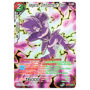 God Grade Vegeta, Omnipotent Elite BT15-143 SPR Dragon Ball Super card with holographic foil finish