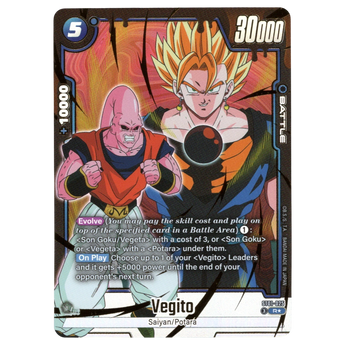 God Grade Vegito alternate art rare trading card from Dragon Ball Super Fusion World set ST01-025