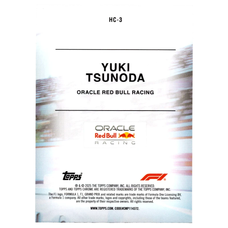 2025 Topps Chrome F1 Yuki Tsunoda Helmet Collection HC-3 Trading Card Topps