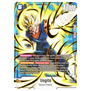 God Grade Vegito (Alternate Art) FB04-130 SCR☆ Saiyan/Potara card from Dragon Ball Super Fusion World.