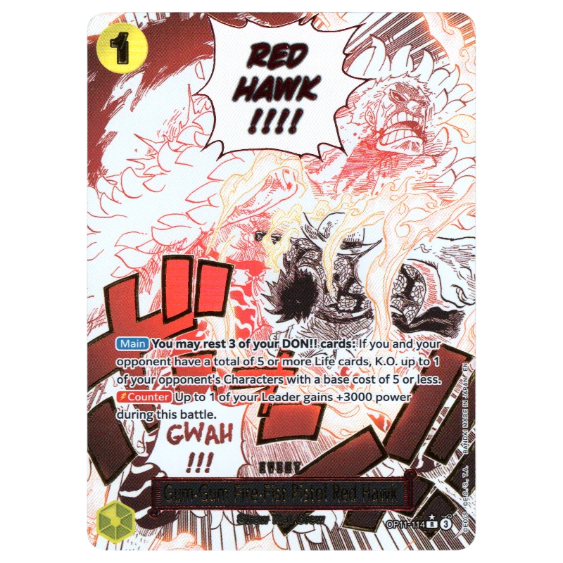 Gum-Gum Fire-Fist Pistol Red Hawk (Alternate Art) OP11-114 R☆ Trading Card Bandai