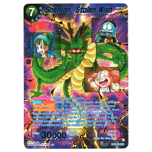Shenron, Stolen Wish BT30-038 SPR Trading Card Bandai