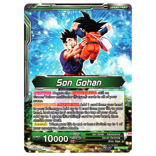 SS Son Gohan, Reliable Growth BT30-043 SLR Trading Card Bandai