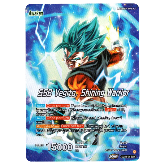 Son Goku & Vegeta // SSB Vegito, Shining Warrior (Alternate Art) SD23-01 SLR Trading Card Bandai