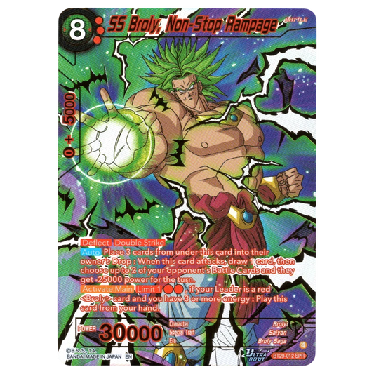 SS Broly Non-Stop Rampage BT29-012 SPR Trading Card Bandai
